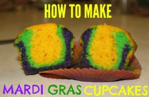How to Make Mardi Gras Cupcakes {eLeMeNO-P Kids}