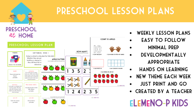 Preschool at Home-October Lesson Plans - eLeMeNO-P Kids